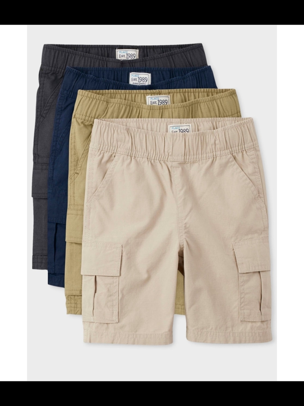 The Children's Place Boys Cargo Shorts 4-Pack - Beige, Khaki, Navy, Charcoal